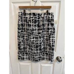 Molly & Mack 12 Petite Black White Lined Skirt Back Zip Kick Pleat In Back New